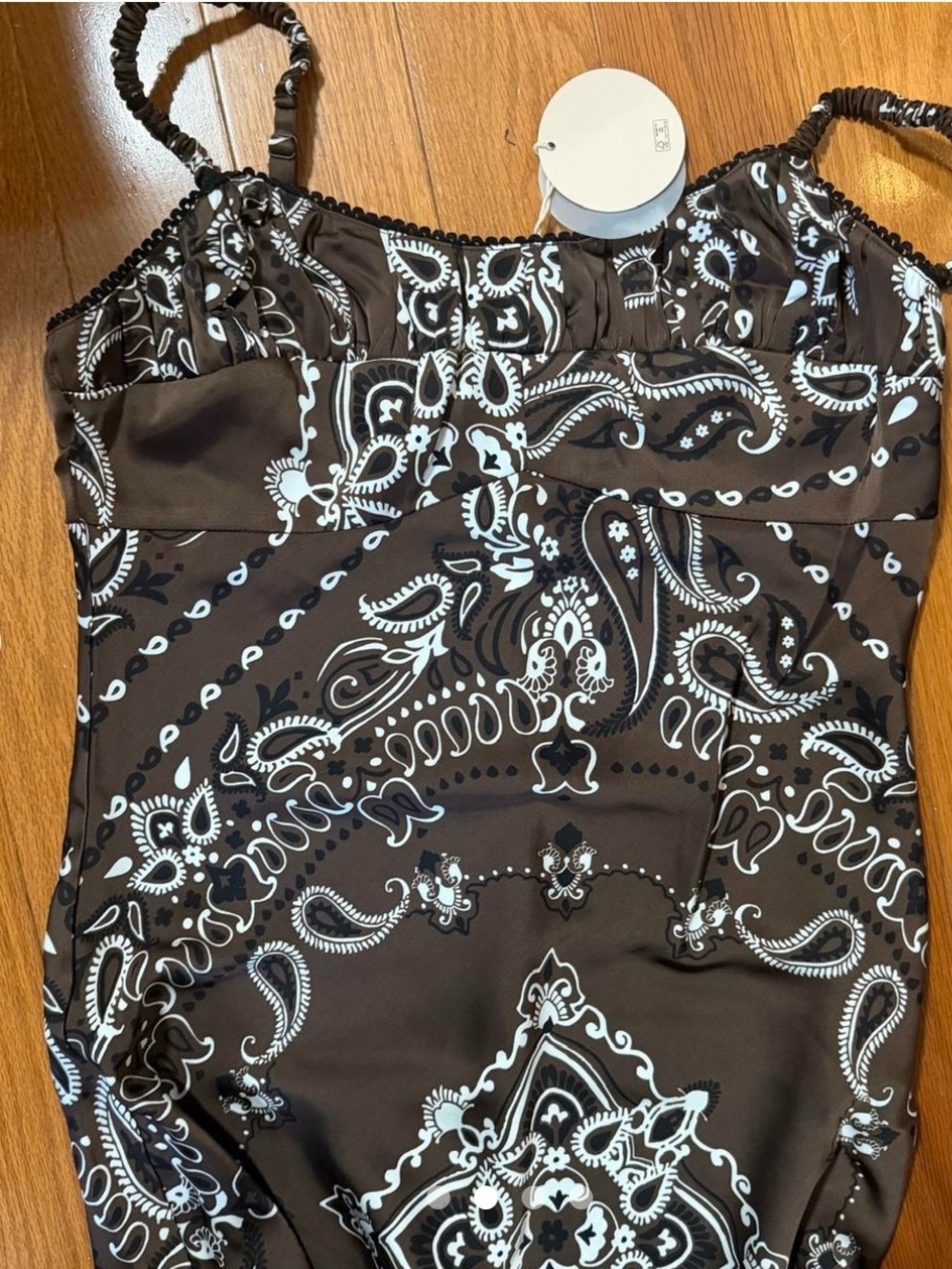 NWT - Camila Coelho Brown Paisley-Print Maxi Slip Dress - Picture 5 of 6